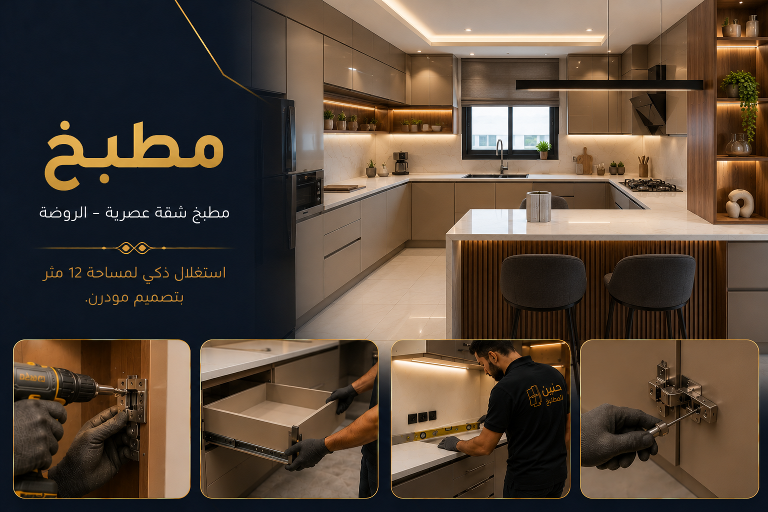 مطبخ شقة عصرية - الروضة